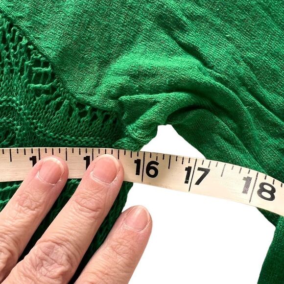 Anthropologie Knitted and Knotted green linen blend wrap open front sweater S - Picture 12 of 13